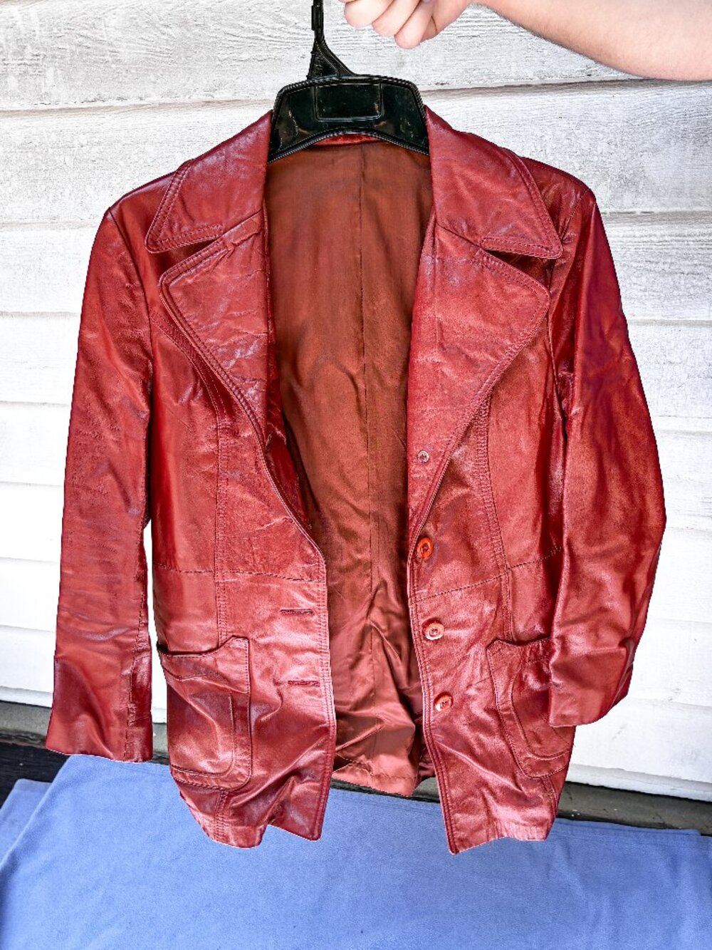 Vintage Suede-Life Red Leather Button-Up Jacket | Women's Size 12